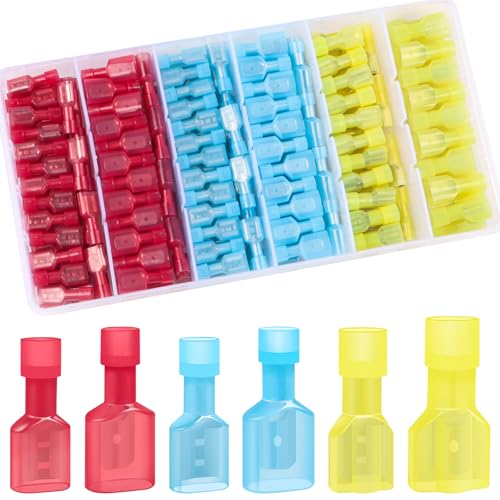 100 Stück 0.5-6.0mm² Kabelschuhe Set, Bolatus Nylon Steckverbinder Flachstecker KFZ Isoliert, Kabelschuhe Flachstecker Sortiment, Flachsteckhülsen Set mit Steckverbinder von Bolatus