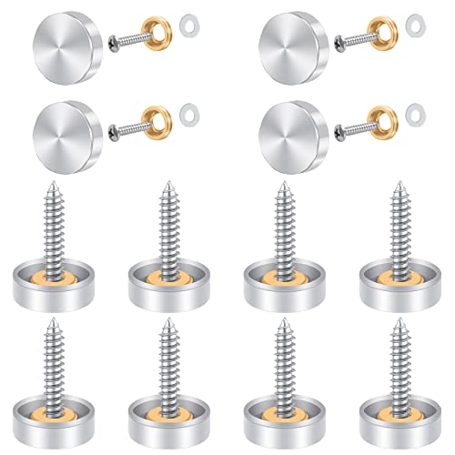 12 Sätze Spiegelschrauben, Bolatus 16mm Zierschrauben Edelstahl Polierte Spiegelnägel mit Kappen Zierschrauben Silber Spiegelschrauben Chrom für Spiegel Holz Dekoration von Bolatus