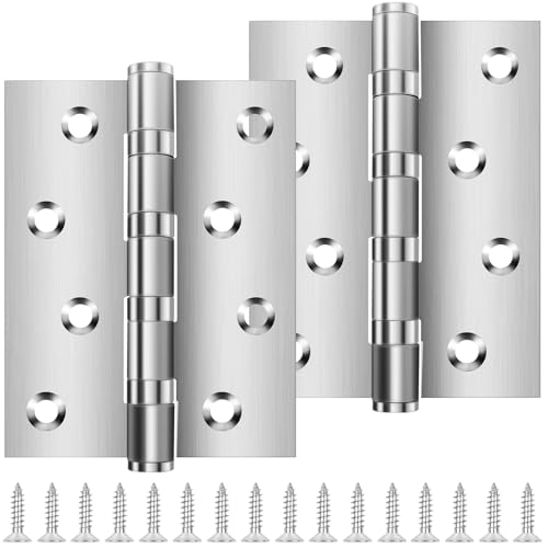 2 Stück Schwerlast Kugellagerscharniere 10cm, Bolatus Türscharnier Silber Edelstahl Scharniere Scharnier mit 8 Löchern für Massive Türen Gartentor Innen Außen (100x76x13 mm) von Bolatus