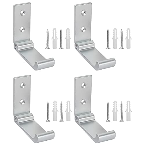 Bolatus 4 Stück Faltbarer Wandhaken, Klapphaken 90 °Faltbare Wandhaken Aluminium Kleiderhaken Klappbare Haken Wandhandtuchhaken für Garderobe Badezimmer Küchen 15 kg Tragkraft (Silber) von Bolatus