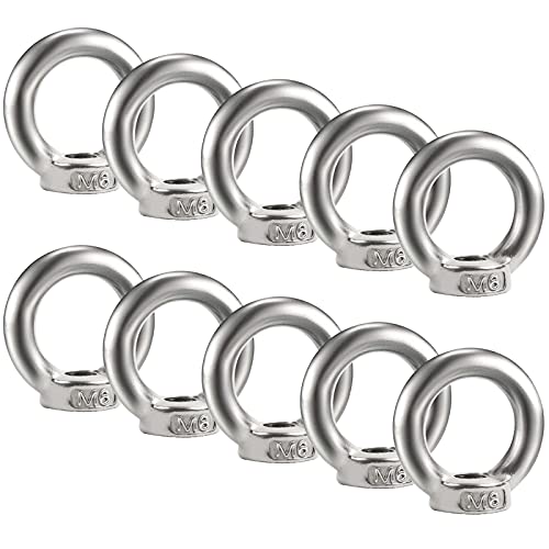 Bolatus 10 Stück Ringmutter M6 Augenmutter 304 Edelstahl Gewinde Ösenmutter Ringmuttern Augenmuttern Hardware Ringösen zum Heben von Zubehör Augenmutter von Bolatus