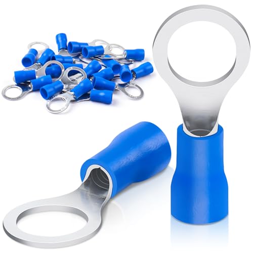 Bolatus 20 Stk Ringkabelschuhe 1.5-2.5mm² Loch-Ø M8 Kabelschuhe Teillisoliert PVC Kabelösen aus Rotes Kupfer verzinnt(Blau) von Bolatus
