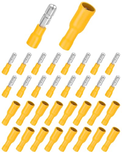 Bolatus 60 Stück 4-6mm² Kabelschuhe, Rundstecker Gelb und Rundsteckhülsen Gelb Quetschverbinder Isolierte Steckverbinder für Kfz von Bolatus