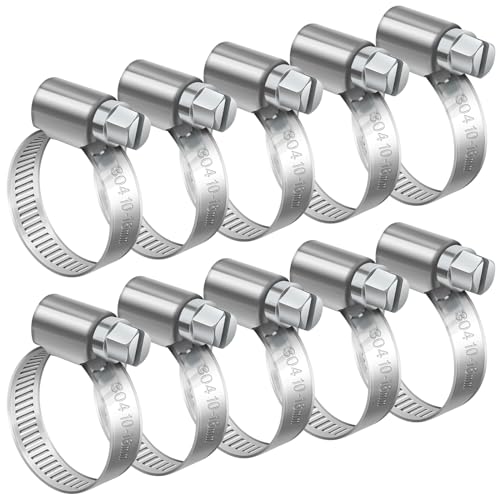 Bolatus Schlauchschellen 10-16mm, 10 Stück Endlos 304 Edelstahl Einstellbare Schlauchklemmen Schlauchbinder, Schlauchschelle Rostfrei für Benzinschlauch, Dieselleitung, Wasser Rohr, Haus Gasrohr von Bolatus