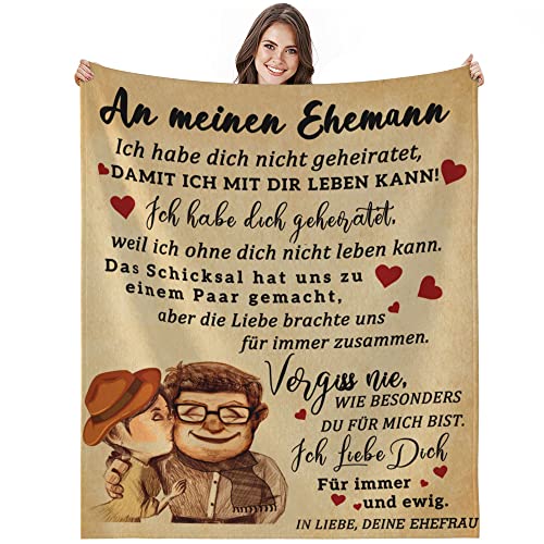 Bold And Brash Hochzeitstag Geschenke für Männer, Kuscheldecke für Meinen Mann, Jahrestag Hochzeitstag Geburstag Geschenke Liebesgeschenke für Ihn, Fleecedecke Flauschig 150x130cm von Bold And Brash