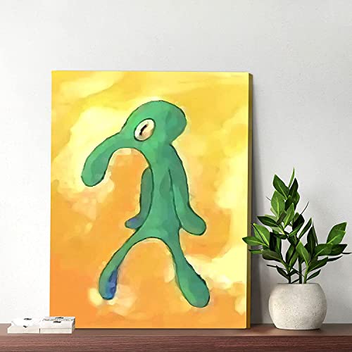 Bold And Brash Thaddäus Gemälde Squidward Painting Wandbilder Poster Schlafzimmer Badezimmer Lustige Deko, Wasserfest, Leinwand Bilder Geschenk 20x30cm von Bold And Brash