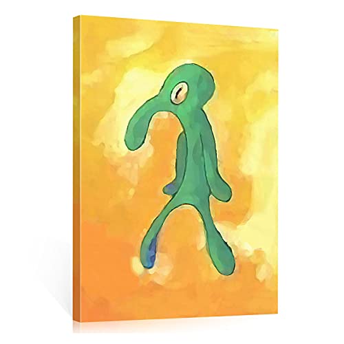 Bold And Brash Thaddäus Gemälde Bilder Leinwand für Schlafzimmer, Lustige Squidward Painting Poster Bild mit Rahmen Wohnzimmer Badezimmer Deko, Wasserfest, Fertig zum Aufhängen 40x50cm von Bold And Brash