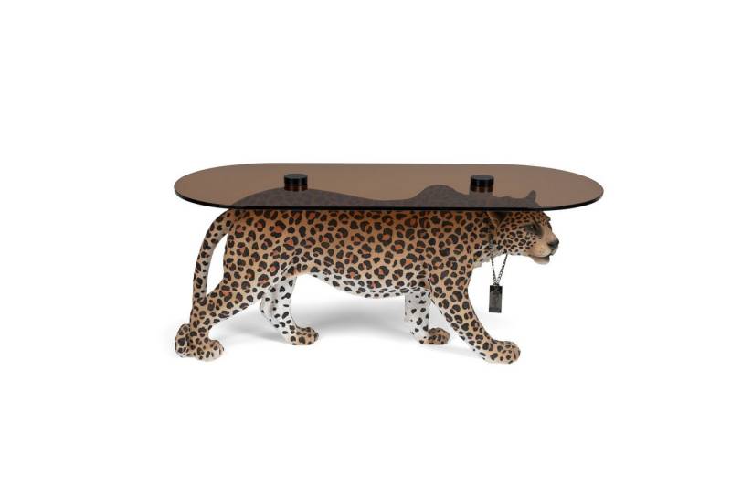 Bold Monkey Beistelltisch Retro Beistelltisch Couchtisch Dope As Hell Panther Rauchglasplatte von Bold Monkey