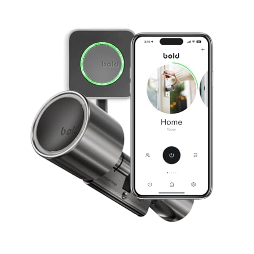 Bold – Elite Smart Lock Zylinder SX33 mit Bold Connect – Silber – Intelligentes Türschloss ohne Schlüssel – Bluetooth & WLAN – Einfache Installation – App-Steuerung von Bold Smart Lock