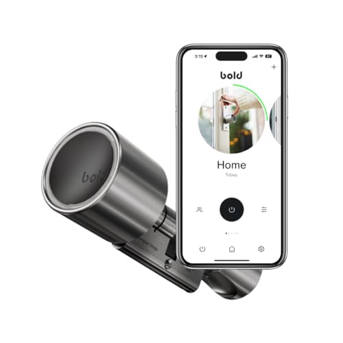 Bold – Elite Smart Lock Zylinder SX33 – Intelligentes Türschloss ohne Schlüssel – Bluetooth & WLAN – Einfache Installation – App-Steuerung – Silber von Bold Smart Lock