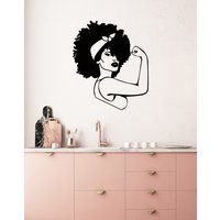 starke Afro Frau Vinyl Wandtattoo African Power Girl Wandbild | #3201Da von BoldArtsy