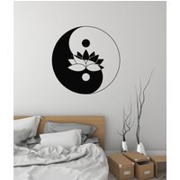 Yin Yang Lotus Vinyl Wand Aufkleber Zen Meditation Raum Yoga Studio Blume Wellness Center Entspannung Bereich Wandbild | #3181Dg von BoldArtsy