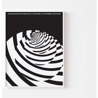 1969 Gebrauchsgraphik Poster Schweizer Typographie Bauhaus Psychedelic Pink Floyd Mid Century Modern Armin Hofmann Victor Vasarely Op Art von BoldModern