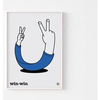 Win-Win Poster Druck | Mid Century Modern 1970Er Jahre Illustration Stil Motivierende Hippie Friedensliebe Woodstock 20-40% Sale + Kostenloser von BoldModern