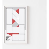 1981 New York Architecture Poster Druck Mid Century Modern Schweizer Typografie Marcel Breuer Japan Expo Bauhaus Mondriaan Eames Memphis Design von BoldModern