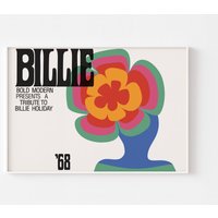 Billie Holiday Poster Druck Boho Mid Century Modern Psychedelic Ella Fitzgerald Woodstock Milton Glaser Jazz Nina Simon Louis Armstark von BoldModern