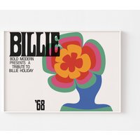 Billie Holiday Poster Druck Boho Mid Century Modern Psychedelic Ella Fitzgerald Woodstock Milton Glaser Jazz Nina Simon Louis Armstark von BoldModern