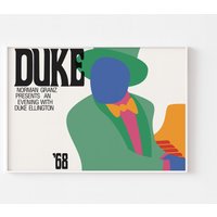 Duke Ellington Poster Druck Boho Mid Century Modern Psychedelic Ella Fitzgerald Woodstock Milton Glaser Jazz Bob Dylan Louis Armstark von BoldModern