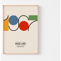 Mod Life 1967 Poster Druck | Mid Century Modern Bauhaus Typographie London Vespa Andy Warhol Blow Up Film 20-40% Sale + Kostenloser Versand von BoldModern