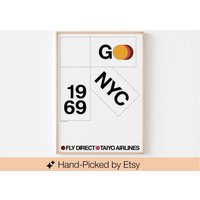 Taiyo Airlines - Nyc 1969 Poster Druck | Mid Century Modern Bauhaus New York Eames Vintage Typografie U-Bahn Andy Warhol Massimo Vignelli von BoldModern