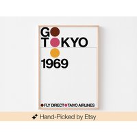 Taiyo Airlines - Tokyo 1969 Poster Druck | Mid Century Modern Japan Montreal Eames Vintage Schweizer Typografie Armin Hofmann Massimo Vignelli von BoldModern