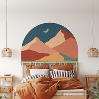 Boho Wandtattoo - Bogen Kopfteil Aufkleber, Schlafzimmer Color Block Design von BoldWallArt
