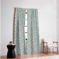 Verdunkelungsvorhänge, Boho Blumenmuster, Beige Creme Auf Blau, One Piece Panel, Kinderzimmer Vorhänge, Florale Fensterbehandlung, Schlafzimmer von BoldieHome