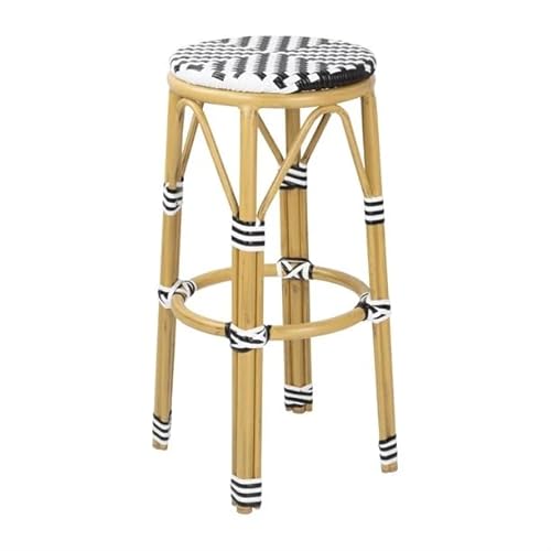 Bolero Barhocker im Pariser Stil, PE-Rattan, Schwarz, 2er-Set von Bolero