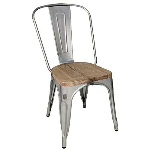 Bolero Bistro Beistellstühle mit Holzsitzpolster (4er-Pack), Stahl verzinkt / Sitzfläche aus Esche, Sitzhöhe: 445mm, Innen- & Außenstühle, stapelbar - Restaurant, Bars, Clubs & Heimgebrauch, GM642 von Bolero