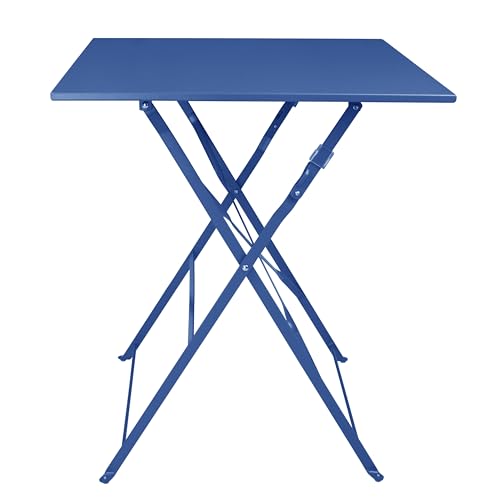 Bolero Quadratischer Tisch im Pavement-Stil von Perth, Pulverbeschichteter Stahl, Navy von Bolero