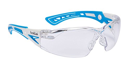 Bollé Safety RUSHPSPSI, Klare Objektive, Einheitsgröße, Serie RUSH+ SMALL, Platinum Blau Schutzbrille, weiß / blau von Bollé