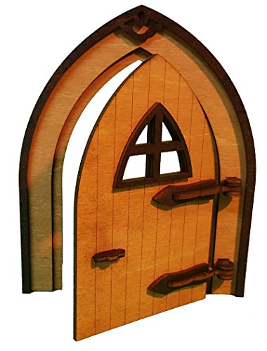 Bollicar Tanno Design Wichteltür, Feentür, Mäusetür, Elfentür aus Holz zum öffnen mit lustigem Wichtel birnbaum/nussbraun 17cm hoch von Bollicar