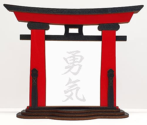 Tanno Design® Japan Torii Tor Hisa mit Kanji 28 - Mut - Japanisches Standbild rot/schwarz von Bollicar