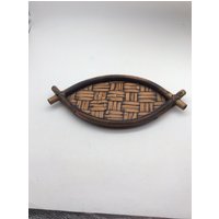 Rattan Bambus Dekoratives Tablett Mit Augen, Boho von BolliniCurios