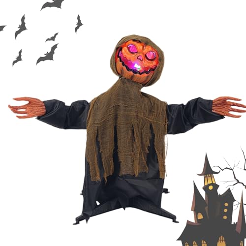 Bollisate Animatronische Halloween Dekoration,Gruselige Kürbis-Dekoration | Leuchtende Schaukel-Deko mit Sound für Garten Beete Festival Vorgarten Terrasse Weg von Bollisate