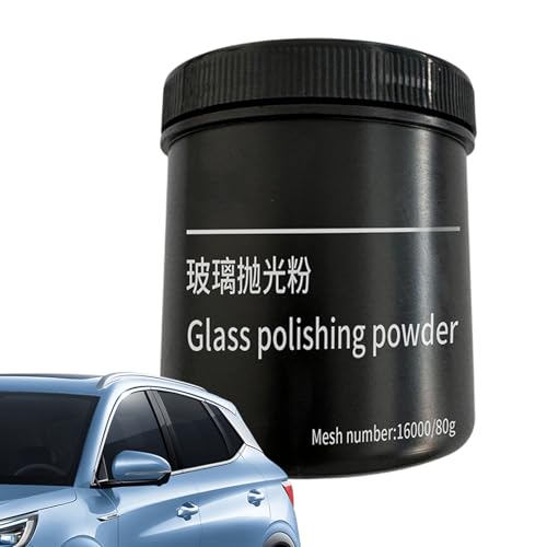 Bollisate Poliermasse für Glas,Glaspolierpulver - 80g entfernt Ölfilm - Blendfreie Ölfilmreinigung, Auto-Windschutzscheibenreiniger, Langzeitschutz zum Polieren und Wiederherstellen von Glas von Bollisate