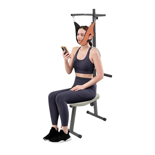 Bollomgy Nackenstrecker mit Stuhl, Nacken Traktionsgerät Hängematte, Elektrisches Stretching-Trainingsgerät für den Nacken, Professionelle Neck Stretcher Zervikalen Nacken Traktion Gerä von Bollomgy