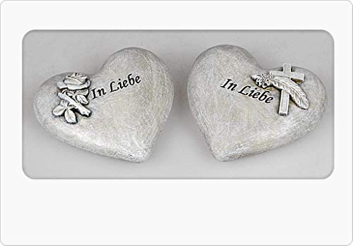 Grabschmuck Trauerstein mit Spruch 1 Model sortiert Deko-Herz 13cm von Bollweg