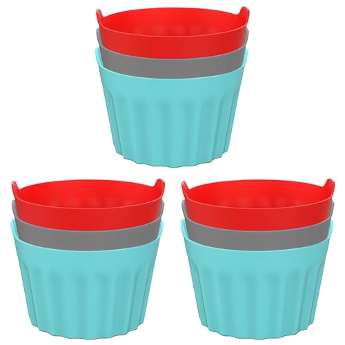 BoloShine 9 Stück Silikon Muffinförmchen, Wiederverwendbare Muffin-Formen Antihaftbeschichtet Backform, Spiegeleiform Muffinformen für Kuchen, Eincreme und Pudding von BoloShine