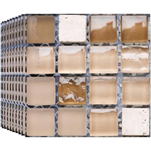 BoloShine Fliesenaufkleber 30 Stück, Wasserfest Selbstklebende Fliesenfolie Wandaufkleber Wandfliesen für Küche und Bad, Mosaik Vinyl Klebefliesen Folie Fliesenoptik Dekor(10x10cm) (Grau) von BoloShine