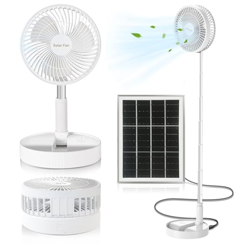 BoloShine Klappbarer Standventilator, Mini Teleskopventilator USB Wiederaufladbarer Ventilator Solar Tischventilator, 3 Geschwindigkeiten Leise Höhenverstellbar Bodenventilator für Camping Büro Zimme BoloShine Klappbarer Standventilator, Mini Teleskopventilator USB Wiederaufladbarer Ventilator Solar Tischventilator, 3 Geschwindigkeiten Leise Höhenverstellbar Bodenventilator für Camping Büro Zimme von BoloShine