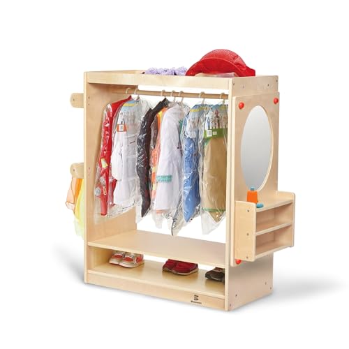 Bolocon Kinder-Kleiderschrank für Mädchen/Jungen, Spielschrank, Kleiderständer mit Organizer, Spiegel-Set, Cubbies für Kostüm, Kleinkinder, Montessori-Möbel, Kleiderschrank für Kindertagesstätte von Bolocon