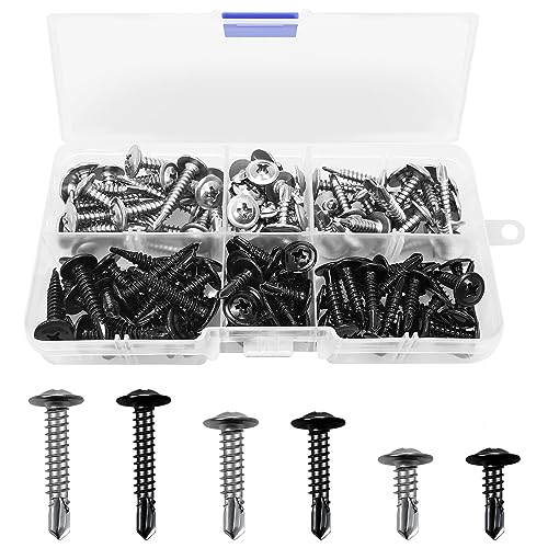120stück M4.2 Selbst Tapping Flachkopfschrauben 410 Edelstahl Selbst Tapping Flachkopfschrauben Vollgewinde Taubenschwanz Selbst Bohrende Schwanzschrauben (schwarz, silber) von Boloest
