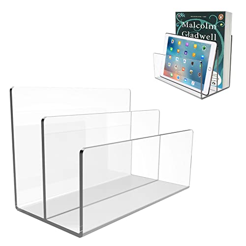 Boloyo Acryl-Aktenhalter mit 2 Fächern, transparenter Aktenordner, Briefsortierer für den Schreibtisch, geeignet für Büro, Dokumente, Präsentationsständer (2 Abschnitte, 1 Stück) von Boloyo