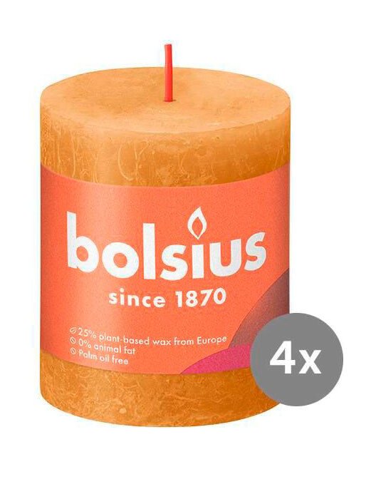 4er Pack Stumpenkerze 80/68 Rustik Shine honigwabengelb 19 von Bolsius
