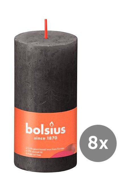 8er Pack Stumpenkerze 100/50 Rustik Shine stürmisches grau 31 von Bolsius