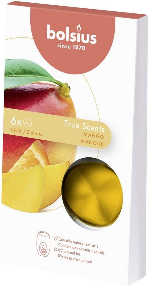 Bolsius Duftkerze Bolsius True Scents - Wax Melts Mango, 6er Pack von Bolsius