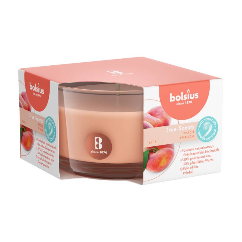 Bolsius Duftkerze True Scents Pfirsich 5 cm im Glas von Bolsius