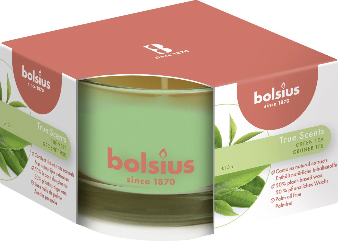 Bolsius Duftkerze im Glas True Scents Grüner Tee 50/80 cm von Bolsius