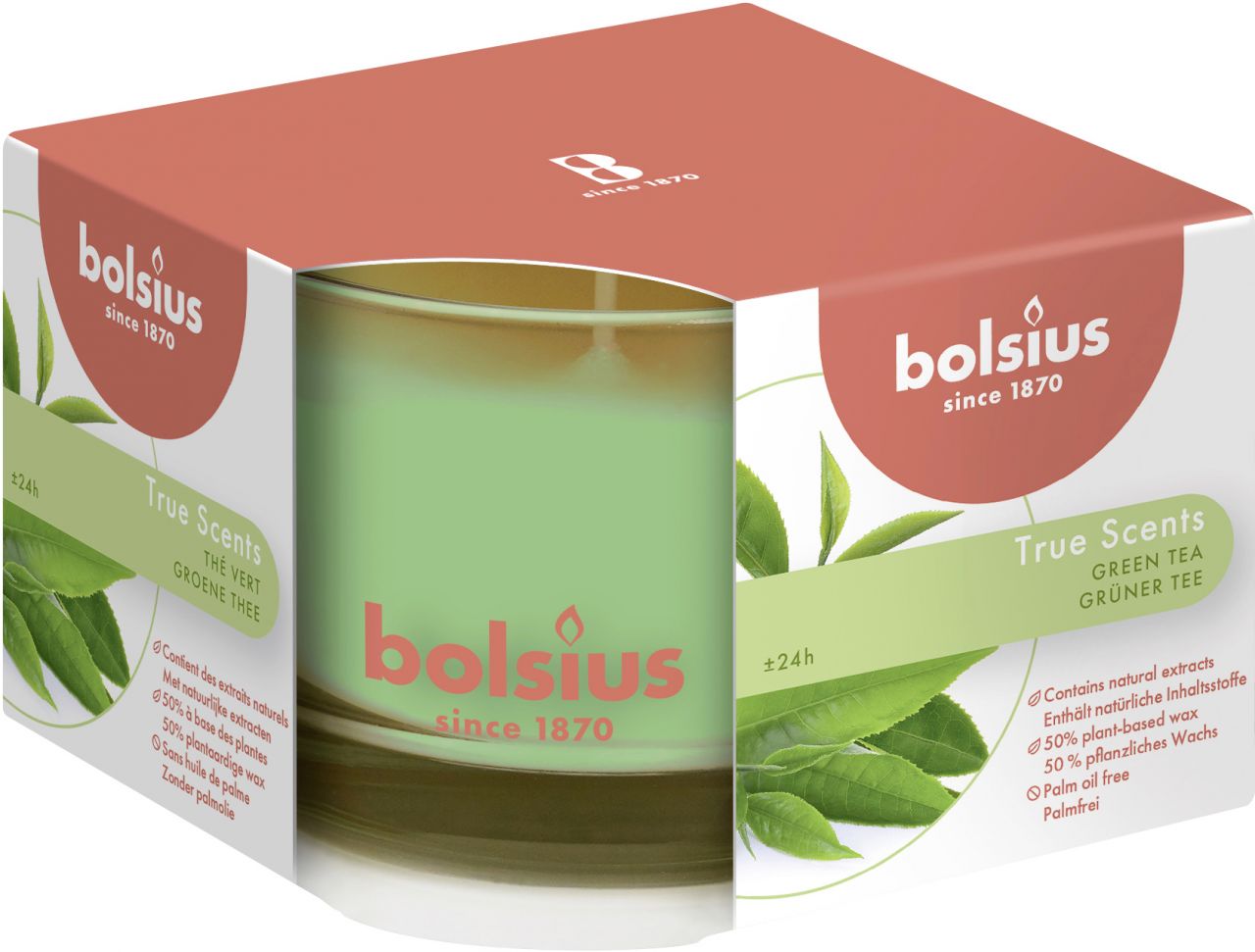 Bolsius Duftkerze im Glas True Scents Grüner Tee 63/90 cm von Bolsius